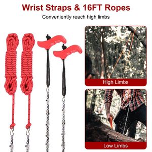 55in 68 Tooth Hand Rope Chainsaw Kit with High Tree Limb <b>Saw</b> 196in Ropes Folding Pocket Chainsaw Dual Sided Blades - Product Image 4