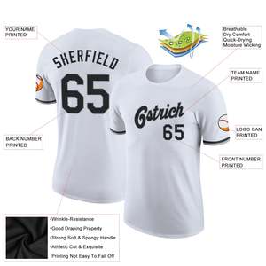 Custom <b>Baseball</b> Jersey Men's White Crew Neck Short Sleeve Team Name Number Print Breathable Regular Fit All Seasons Apparel - Product Image 3