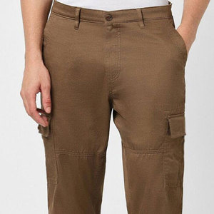 Pantalon cargo décontracté marron pour homme, écologique, épais, taille mi-haute, avec cordon de serrage, plusieurs poches, respirant, idéal pour l'hiver - Product Image 4