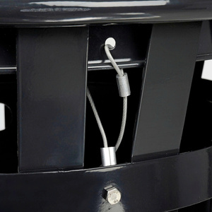 Outdoor Metal Waste <b>Bin</b> Cylindrical With <b>Lid</b> Classic Style Indoor Outdoor Use Black Color Rustproof Slatted Garbage Pail - Product Image 3