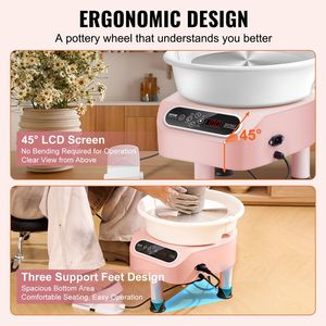 Ruota in ceramica a trazione diretta da 11 pollici 450W rotella elettrica in ceramica che forma la macchina 3 gambe di supporto fai da te Craft Pink Pottery Wheel - Product Image 6