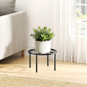 Support de plante rond en métal orné avec un design à motifs roulants, support de pot de fleurs décoratif autoportant pour la maison, le balcon, la terrasse - Product Image 3