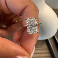 Anillo de Diamante de Laboratorio con Corte Radiante de 4.00 CT, Anillo de Compromiso Minimalista de Lujo, Anillo Solitario Elegante, Joyería Fina, Piedra Certificada IGI