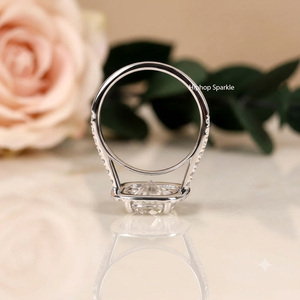 Anillo de Compromiso de Plata de Ley 925 con Corte Redondo Halo y Moissanita VVS, Anillo de Promesa de Boda Chapado en Oro Blanco de 18K - Product Image 4