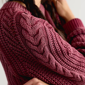 Custom Logo Women Solid Color Cable Knitted Pullover Turtleneck Full Sleeve Thick Acrylic Hand Knitted Casual Winter Sweaters - Product Image 3
