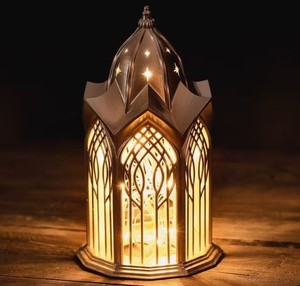Farol Geométrico Metálico Moderno y Ecológico para Decoración de Interiores, Centro de Mesa para el Hogar, Ideal para Ramadán y Diwali, Pieza Decorativa para Sala de Estar - Product Image 1