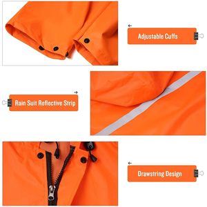 Imperméable à capuche orange personnalisé pour femme, léger, en PU, imperméable, coupe-vent, respirant, grande taille - Product Image 4