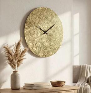 Minimalist Round Gold Plated <b>Metal</b> Wall <b>Clock</b> Analog Quartz Silent Living Room Decor - Product Image 3