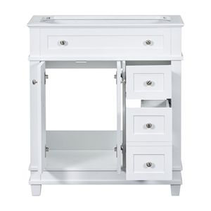 Mobile bagno autoportante da 30 pollici senza lavabo, 2 cassetti a chiusura ammortizzata, struttura in legno massello, mobili bagno gratuiti - Product Image 3