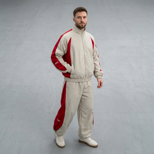 Mens <b>Y2K</b> Streetwear Windbreaker <b>Tracksuit</b> Set Two Piece Contrast Panel Oversized Full Zip Jacket Two Piece Panel Windbreaker - Product Image 1
