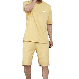 New <b>Design</b> with Custom Logo Drawstrings Style Solid Pattern High Quality Loose Fit <b>Men</b> <b>T</b> <b>Shirts</b> & <b>Shorts</b> <b>Sets</b> - Product Image 1