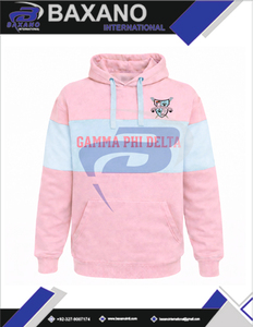 Sweat à capuche Gamma Phi Delta GPD Sorority rose et bleu clair, hiver, coupe courte, avec broderie et passepoil, vêtements universitaires - Product Image 4