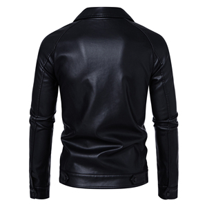 Veste en cuir noir d'hiver pour garçons, veste de motard en cuir véritable OEM pour hommes, veste de moto en cuir véritable pour hommes - Product Image 2
