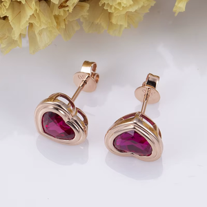 ต่างหูเพชรทรงหัวใจคลาสสิก 1 กะรัต ทองคำแท้ 14K รับรองโดย IGI เครื่องประดับงานแต่งงานสำหรับผู้หญิง - Product Image 2