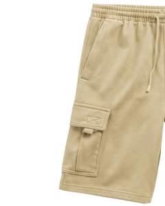 Shorts cargo pour hommes en beige sable, taille élastique, cordon de serrage, style streetwear décontracté, avec poches latérales, shorts d'été, fabricant - Product Image 4