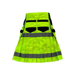 Kilt de bombero verde neón para hombre con cinta reflectante, kilt utilitario, kilt moderno de moda escocesa - Product Image 5