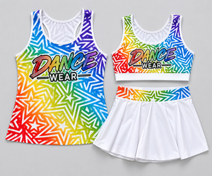 Custom Girls <b>Dance</b> Wear Set Dancewear <b>Crop</b> <b>Top</b> Cheer Skirt Sublimated <b>Dance</b> Practice Wear OEM ODM Manufacturer - Product Image 1