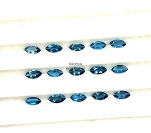 Topacio Azul Londres Natural, Corte Marquise, Piedras Sueltas de 2mm y 4mm, Facetadas y Calibradas, Venta al Por Mayor para Joyería - Product Image 2