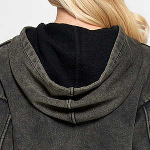 Sudadera Corta con Capucha para Mujer, Estilo Moderno, Algodón y Felpa, Talla Grande, Ropa Casual Urbana, MOQ Bajo, OEM, ODM, Venta al Por Mayor - Product Image 2