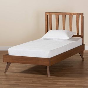 Cama de tamaño completo de madera con acabado de nogal de Fresno contemporáneo para dormitorio de niños Diseño moderno y elegante duradero para sala de estar Hotel - Product Image 3