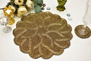 Elegant Premium <b>Beaded</b> <b>Placemats</b> Handmade Decorative Table Mats for Dining Room Wedding Reception Party and Event Settings - Product Image 2