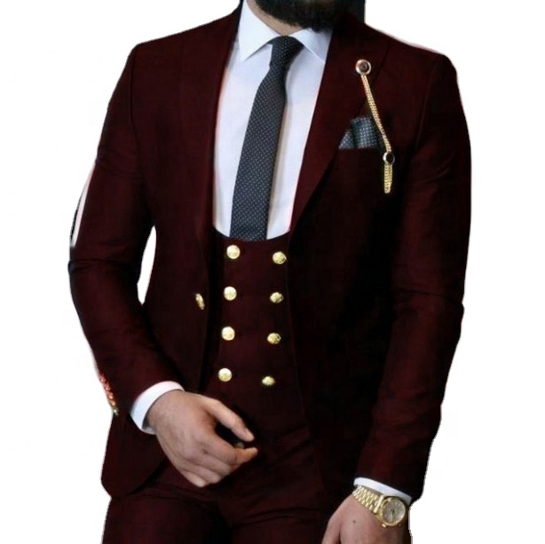 Vendeur personnalisé Tuxedos de mariage Slim Fit hommes costumes garçons d'honneur costume 3 pièces pas cher Blazer bal costumes formels veste + pantalon + gilet + cravate