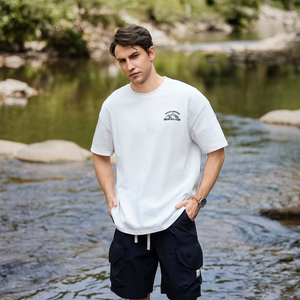 เสื้อยืดโอเวอร์ไซส์ผู้ชายผ้าฝ้าย 100% เนื้อหนา คุณภาพสูง สไตล์สปอร์ต สตรีทแวร์ ชุดออกกำลังกาย พร้อมคุณสมบัติป้องกันขนร่วงและระบายอากาศได้ดี - Product Image 6