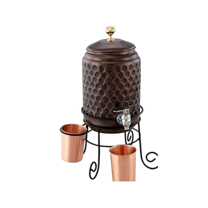 Red Patterned Copper Water Dispenser With Spigot <b>Top</b> <b>Load</b> Manual Operation Cold Water Storage Container - Product Image 3