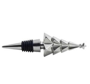 Bouchon de bouteille en métal plaqué argent en forme de sapin de Noël, accessoires pour boissons - Product Image 2