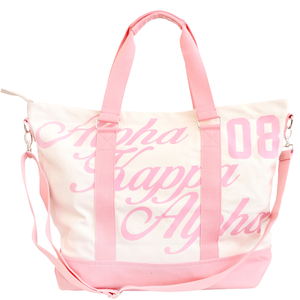 AKA Canvas <b>Tote</b> Bag Neutral Pink Sorority Shoulder Bag Large Capacity Zipper Travel Handbag Stylish Women Gift - Product Image 2