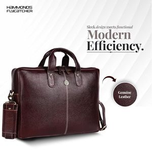 Men's Genuine <b>Leather</b> Briefcase Classic Business <b>Soft</b> <b>Bag</b> With Zipper Closure Durable Design - Product Image 4