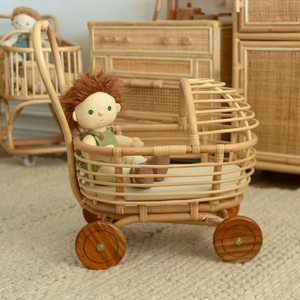 Cochecito de Mimbre de Ratán Certificado de Primera Calidad para Muñecas, Juego de Cochecito para Niños, Hecho a Mano, Decoración para Habitación de Bebé y Escuela, Juguete para Niños - Product Image 4