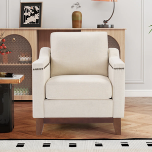<b>SOFA</b> CHAIR Minimalist One Seat from Vietnam Single Chair MD06 Tufted Back Flared Arms Velvet Solid Wood - Product Image 1