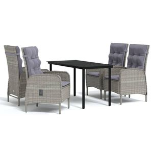 Set da Pranzo da Giardino in Rattan Grigio per 4 Persone, Arredamento da Esterno Resistente alle Intemperie, Design Contemporaneo - Product Image 4