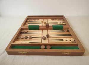 Premium Luxury Wooden Backgammon Board Game <b>Set</b> Handcrafted Folding Wooden Case with Checkers and <b>Dice</b> Traditional Classic Table - Product Image 2