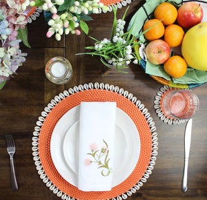 Terracotta Rattan <b>Placemat</b> With Shells Boho Woven Table Mat Cowrie Shell Fringe Tableware <b>Round</b> Straw Coaster Decorative Charger - Product Image 4