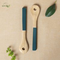 Ensemble cuillère et fourchette en bambou, couverts naturels faits à la main, placage or rose miroir, marques de luxe pour la restauration haut de gamme, 10 ml