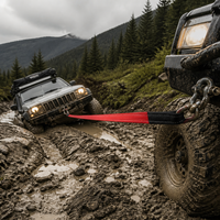 Sangle de remorquage en polyester durable pour véhicules 4x4 tout-terrain boue, sable, neige, avec boucles résistantes à l'usure