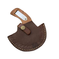 Cuchillo Ulu de Acero de Damasco Hecho a Mano Personalizado, Hacha para Pizza, Cuchillo de Bolsillo con Mango de Hueso de Camello Premium, Cuchillo de Caza Forjado a Mano con Funda