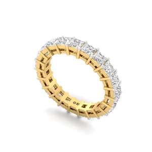 Bague éternelle de luxe en diamant de laboratoire taille princesse, en argent sterling 925 plaqué or, pour femme, pour mariage ou anniversaire - Product Image 5