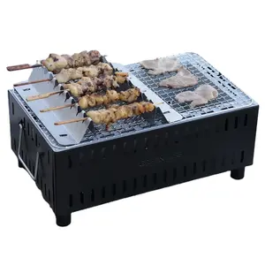 Griglia per barbecue a carbone di colore nero opaco con supporto Yakitori inclusa griglia per barbecue portatile