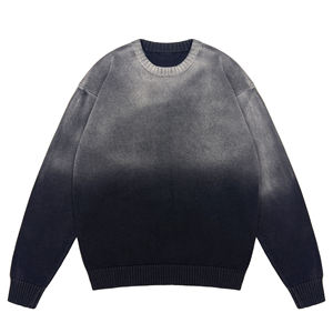 Pull en tricot surdimensionné personnalisé pour homme, 100% coton, pull en tricot dégradé, streetwear, pull d'hiver - Product Image 4