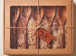 Hand Polished Wooden Flatware Set 5-Piece Bohemian Design Matte Finish Flatware For <b>Camping</b> Use Events And Hotel Use - Product Image 5