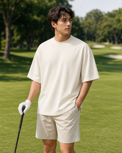 Primora Global Ensemble de T-shirts en polyester tricoté surdimensionnés pour hommes, séchage rapide, couleur unie, décontracté, été, golf, athleisure, manches courtes, ODM - Product Image 5