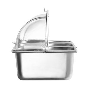 Vassoio di Servizio a 6 Scomparti in Acciaio Inox, Contenitore per Esposizione Alimenti con Dispenser per Condimenti e Espositore per Buffet - Product Image 1