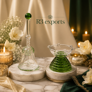 Juego de Regalo Devocional con Campana de Vidrio Redonda Hecha a Mano y Lámpara de Aceite Diya R3BD01 - Product Image 3