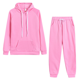 Conjunto Deportivo Unisex de Sudadera con Capucha y Pantalones Jogger Negros, 100% Algodón, Manga Larga, Color Sólido, con Bolsillos con Cordón - Product Image 2