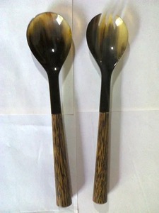 Modern Natural Buffalo Horn Eco Friendly <b>Cutlery</b> <b>Set</b> Mirror Polish Lightweight <b>Travel</b> Utensils Long Handle Spoon Fork Knife Home - Product Image 3