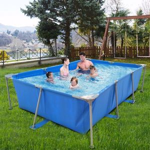 Piscina Fuori Terra Rettangolare Portatile Facile da Montare con Telaio in Metallo, Materiale PC Gonfiabile, Ideale per Bambini e Famiglie - Product Image 3