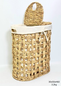 Round Circle Big Laundry Water Hyacinth Seagrass <b>Basket</b> with <b>Linen</b> Cloth Inside Premium Quality Organizer - Product Image 2